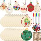 Kit de artesanato DECYOOL 50 peças de enfeites de madeira de Natal de 9 cm