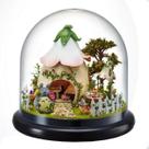 Kit de artesanato DIY modelo de casa de jardim em miniatura em madeira multicolorida