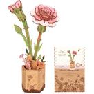 Kit de artesanato ROBOTIME 3D Flower Puzzle Pink Cravo para Adulto