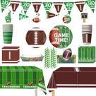 Kit de artículos para fiesta de fútbol para 20 personas con platos para cenar verdes Kit de artículos para fiesta de fútbol para 20 personas con platos para cenar verdes