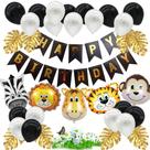 Kit de balão Animals 36 peças de papel alumínio de látex branco preto