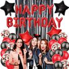 Kit de balão Birthday Unicorn 36 peças de papel alumínio de látex preto vermelho