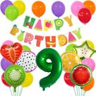Kit de balão com tema de frutas, aniversário, 24 unidades com banner de feliz aniversário