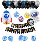 Kit de balão com tema Outer Space, 38 unidades com bandeira preta de látex