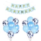 Kit de balão, confete de látex azul prateado, 38 unidades para aniversário