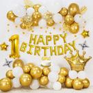 Kit de balão Crown 1st Happy Birthday 36 peças de papel alumínio de látex