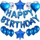 Kit de balão de feliz aniversário, 28 unidades Mylar Office Blue com fita