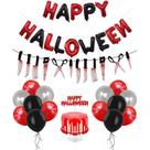 Kit de balão de Halloween, 18 peças, vermelho e preto com banner de faca de sangue Kit de balão de Halloween, 18 peças, vermelho e preto com banner de faca de sangue