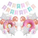 Kit de balão Donut Latex Foil Confetti 25 unidades com acessórios Kit de balão Donut Latex Foil Confetti 25 unidades com acessórios