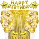 Kit de balão Happy Birthday Gold 30 unidades de látex com confete