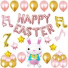 Kit de balão Happy Easter 50 unidades de látex Mylar com fita e viscose