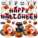 Kit de balão Happy Halloween 48 unidades de abóbora de látex em alumínio