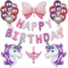 Kit de balão Mylar Purple Unicorn com laço, 24 unidades