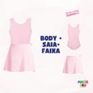 Kit de Ballet Balé Infantil Body Saia e Faixa Para Cabelo