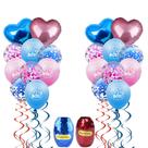 Kit de balões, 22 unidades de látex de confete rosa e azul para menino ou menina