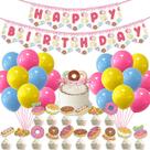 Kit de balões, 23 peças de donuts de aniversário com balões de látex e banner Kit de balões, 23 peças de donuts de aniversário com balões de látex e banner