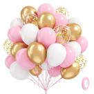 Kit de Balões awenztech 60 Peças Rosa, Branco e Dourado 30 cm para Festa Kit de Balões awenztech 60 Peças Rosa, Branco e Dourado 30 cm para Festa