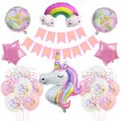 Kit de balões Birthday Unicorn Rainbow 25 peças de papel de látex Confet