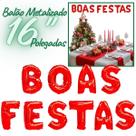 Kit De Balões BOAS FESTAS Manuscrito Metalizado 16 37cm VERMELHO
