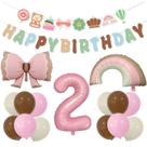 Kit de balões com tema borboleta e arco-íris com rosa número 2 de 32 polegadas