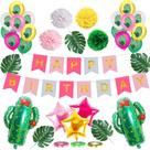 Kit de balões com tema de verão, 38 unidades com banner, balões de papel alumínio de látex