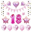 Kit de balões de aniversário 18, látex rosa, 19 unidades