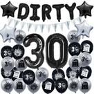 Kit de balões de aniversário Dirty 30 Black 30 balões metalizados 31 unidades