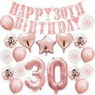 Kit de balões de aniversário em ouro rosa, 30º aniversário, 19 unidades