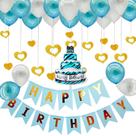 Kit de balões de aniversário Feliz Aniversário 39 unidades azul branco