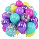 Kit de balões de látex, 50 unidades, colorido, 25-30 cm, metálicos e confetes Kit de balões de látex, 50 unidades, colorido, 25-30 cm, metálicos e confetes