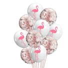 Kit de balões de látex impresso em flamingo, 12 cm, 10 unidades, branco Kit de balões de látex impresso em flamingo, 12 cm, 10 unidades, branco