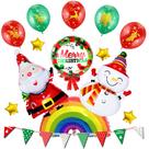 Kit de balões de Natal Merry 14 unidades de látex Mylar Santa Banner