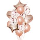 Kit de balões em ouro rosa de 14 peças de látex Mylar Love Heart