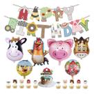 Kit de balões Farm Theme, 88 unidades com banner, balões de látex, cobertura de bolo