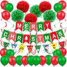 Kit de balões Feliz Natal com 50 balões de látex e pompons