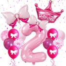 Kit de Balões FJZEPIN Número 2 32" Rosa Festa de Princesa