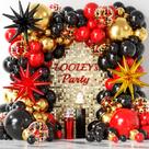 Kit de Balões Garland Arch LOOLEY Vermelho, Preto e Dourado - 137 Unidades
