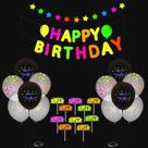Kit de balões Happy Birthday 26 balões de látex com banner e chapéu