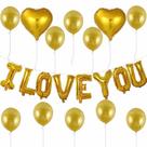 Kit de balões I Love You, 20 unidades Mylar Gold Love Heart Kit de balões I Love You, 20 unidades Mylar Gold Love Heart