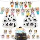 Kit de balões Meow Party com 34 balões de látex, banner e bolo