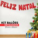 Kit de Balões Metalizados Vermelhos 37cm - Feliz Natal