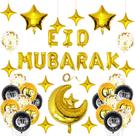 Kit de balões Moon Eid Mubarak, folha de látex, confete, 35 unidades Kit de balões Moon Eid Mubarak, folha de látex, confete, 35 unidades