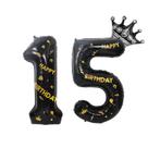 Kit de Balões O ODAY CARE 40" Preto Número 15 com Coroa
