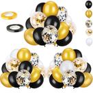 Kit de Balões OumuaMua Black Gold Confetti 12 Polegadas - Pacote com 72 Kit de Balões OumuaMua Black Gold Confetti 12 Polegadas - Pacote com 72