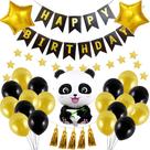 Kit de balões Panda com banner de feliz aniversário para festas Kit de balões Panda com banner de feliz aniversário para festas