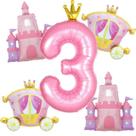 Kit de Balões para 3º Aniversário de Princesa Florisland 40 pol Rosa