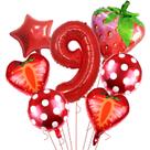 Kit de balões para festa de 9 anos com tema de morango x7 Kit de balões para festa de 9 anos com tema de morango x7
