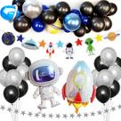 Kit de balões Spaceman Planet 50 unidades de Mylar com preto de 10-36 polegadas