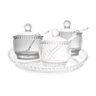 Kit De Bandeja Com Divisória Para Mesa Posta Com Açucareiro E Meleira Kit De Bandeja Com Divisória Para Mesa Posta Com Açucareiro E Meleira