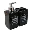 Kit de banheiro de porcelana 02 peças com frase cantinho elegante 380ml Kit de banheiro de porcelana 02 peças com frase cantinho elegante 380ml